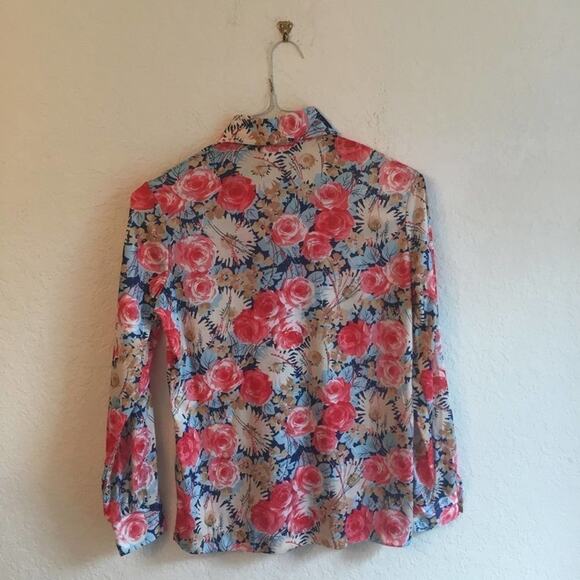 Vintage M button down blouse floral Sodi Miami FL - Picture 5 of 8
